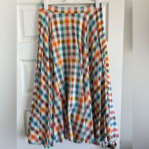 Anthropologie Maeve checked full skirt